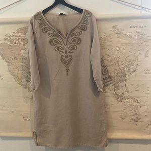 TOMMY BAHAMA 100% LINEN EMBROIDERED DRESS SIZE MEDIUM